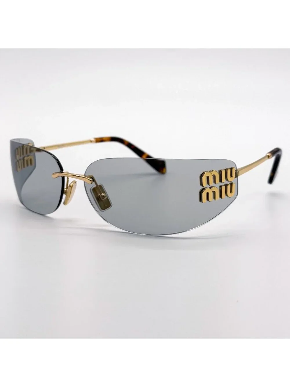New Miu Miu MU A51S Silver Gray Shield Sunglasses MUA51S 5AK50K